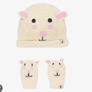 NWT Joules Ivory Sheep Baby Hat Set